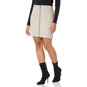 NWT GUESS DETTA FAUX SUEDE SUMMER CLAY FRONT ZIPPER MINI SKIRT SZ MEDIUM